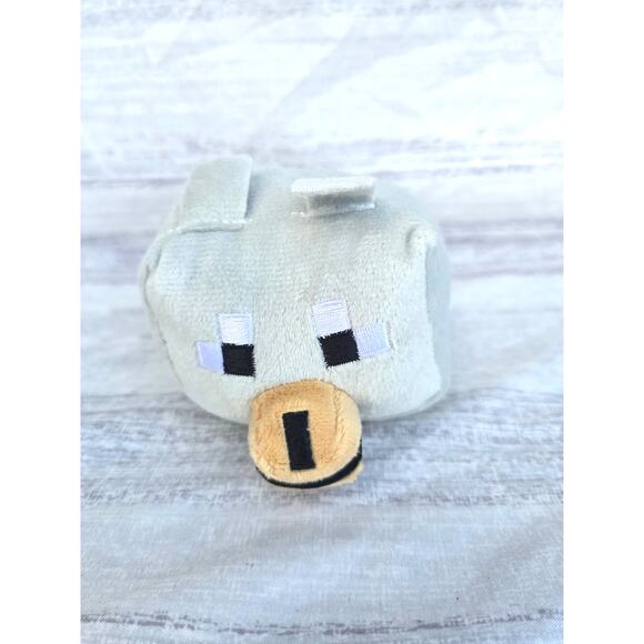 Minecraft Wolf Plush Toy Gray Red Collar Official Licensed Tamed Wolf - Picture 1 of 6